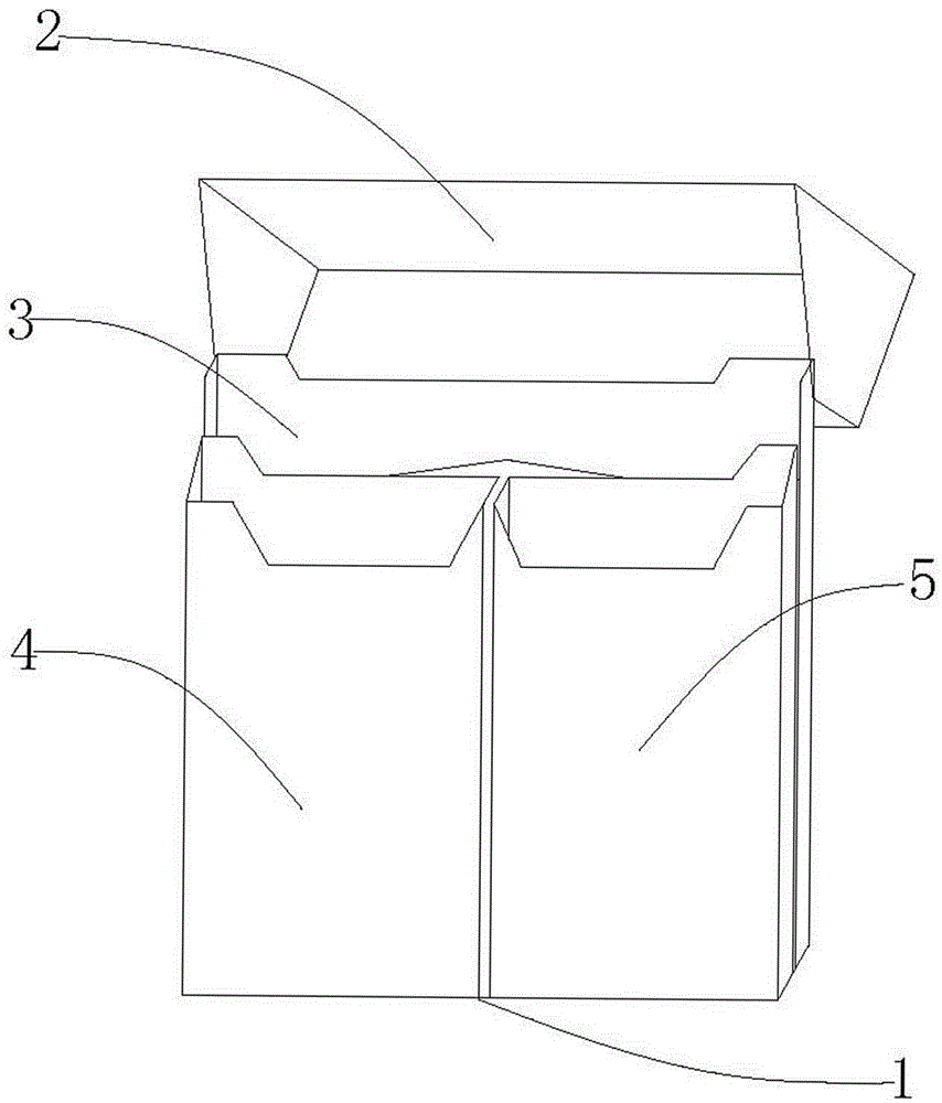 Flip-open three-cavity fan-shaped packaging box