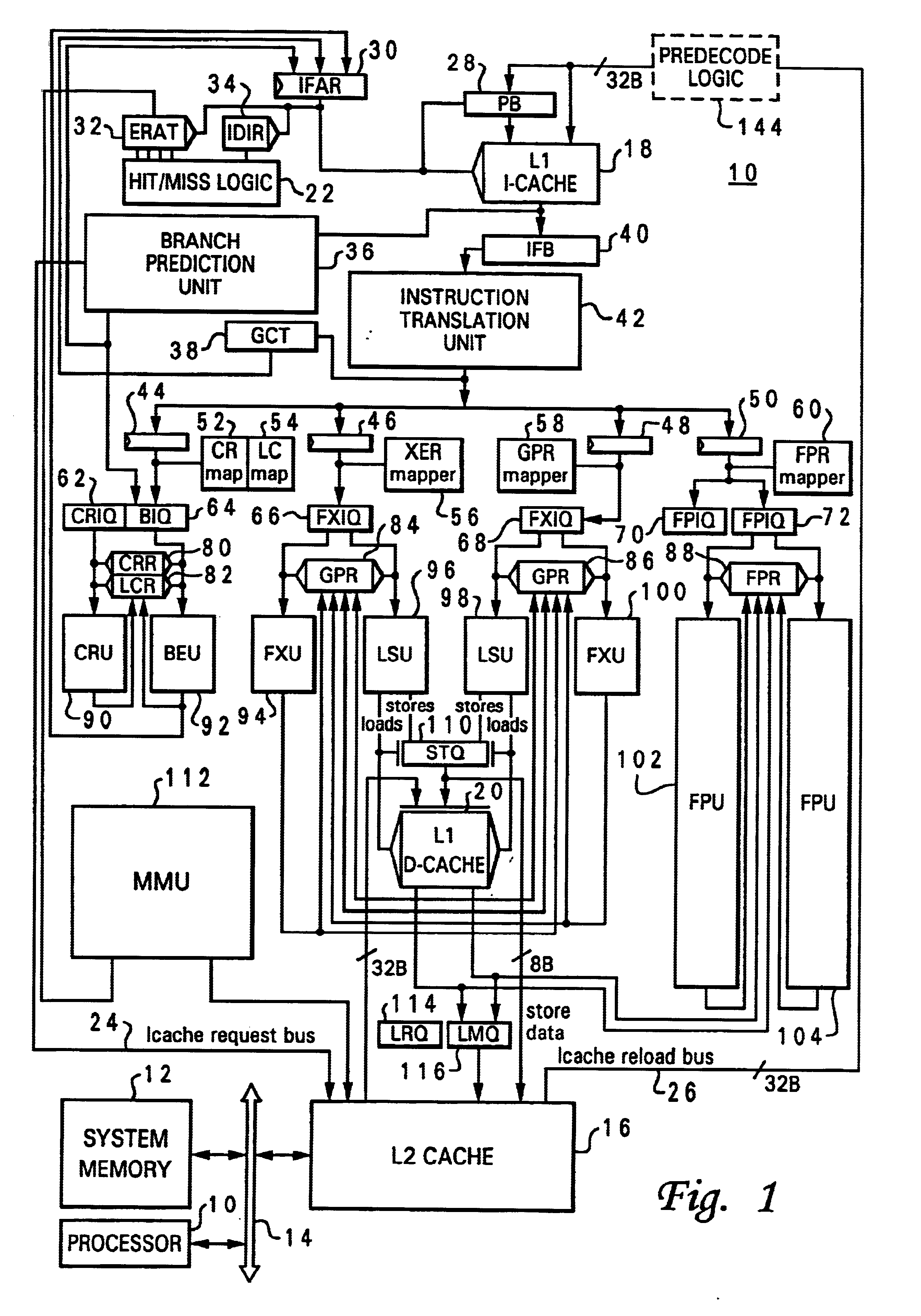 Processor and method for separately predicting conditional branches dependent on lock acquisition
