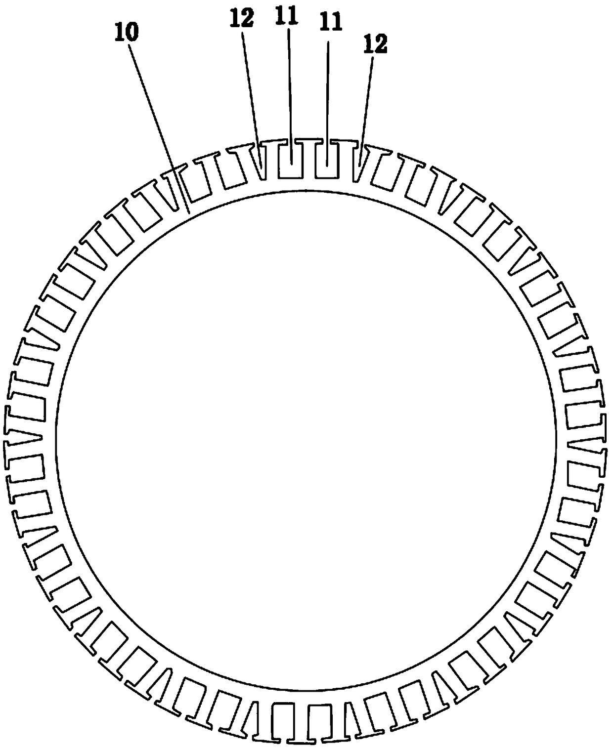 Motor stator lamination structure, and winding method thereof