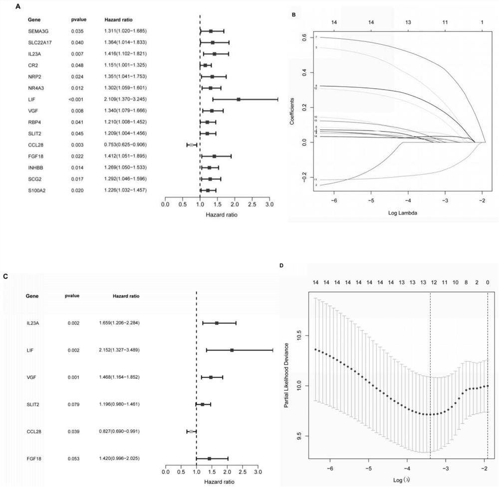 Method for efficiently and rapidly evaluating prognosis of II-stage colorectal cancer patient based on immune gene expression characteristic spectrum