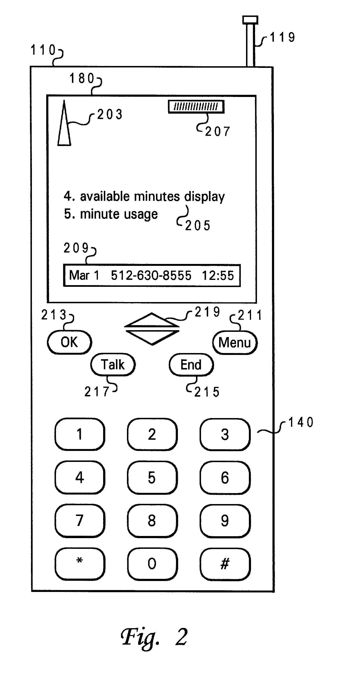 Cell phone minute usage calculation and display