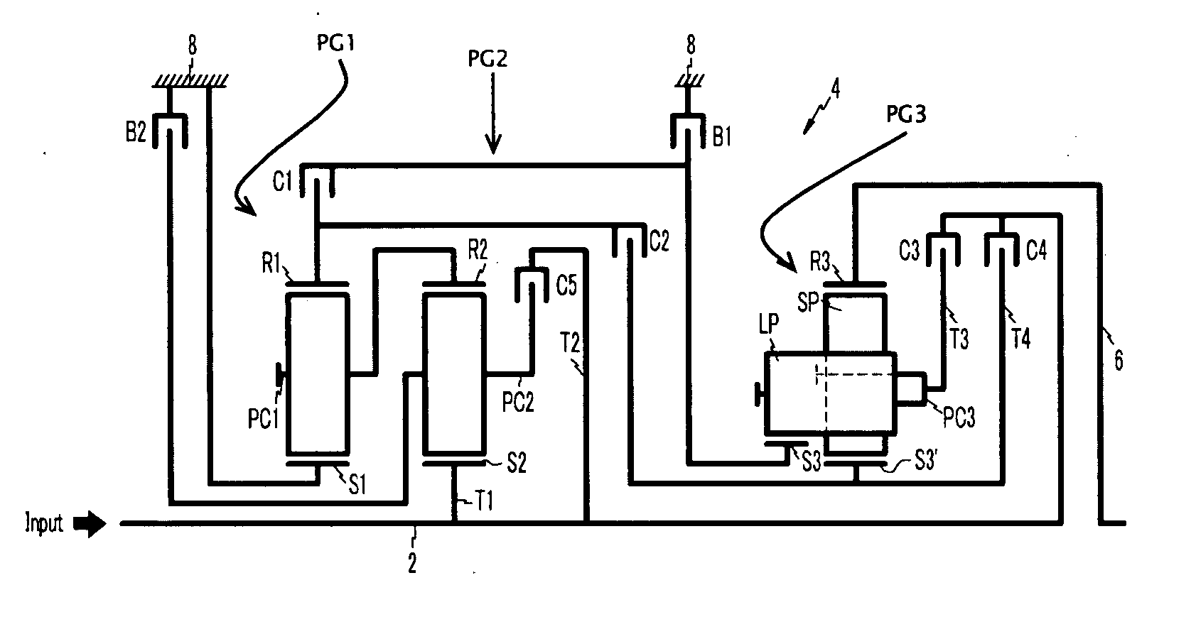 Multiple speed automatic transmission for a vehicle