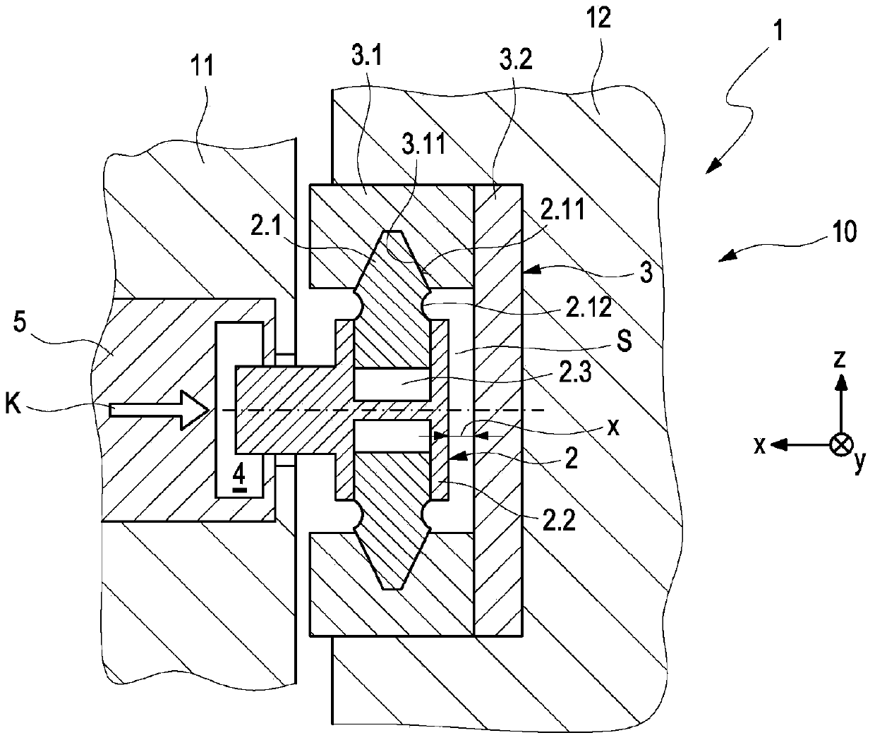 Locking wedge system as hatch lock for motor vehicles