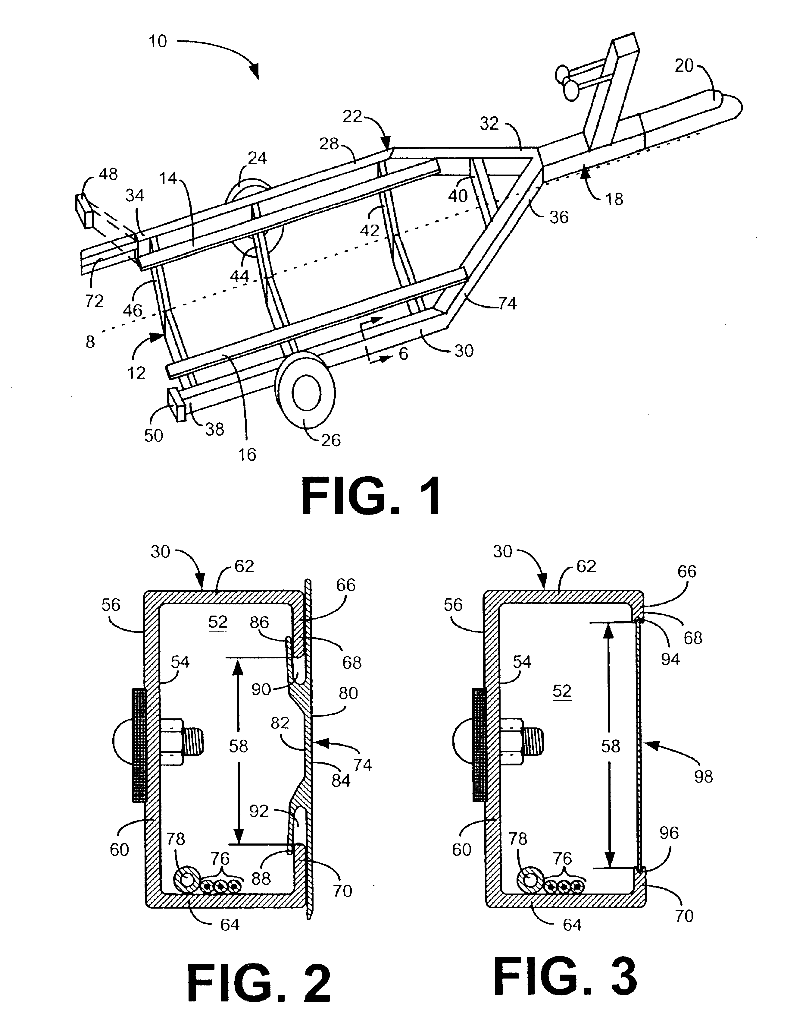 Boat trailer with closed longitudinal support beams