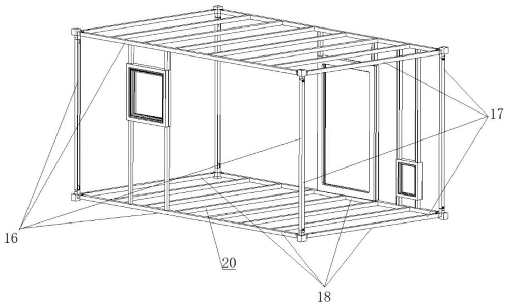Square cabin with air flow sandwich layer in cabin wall