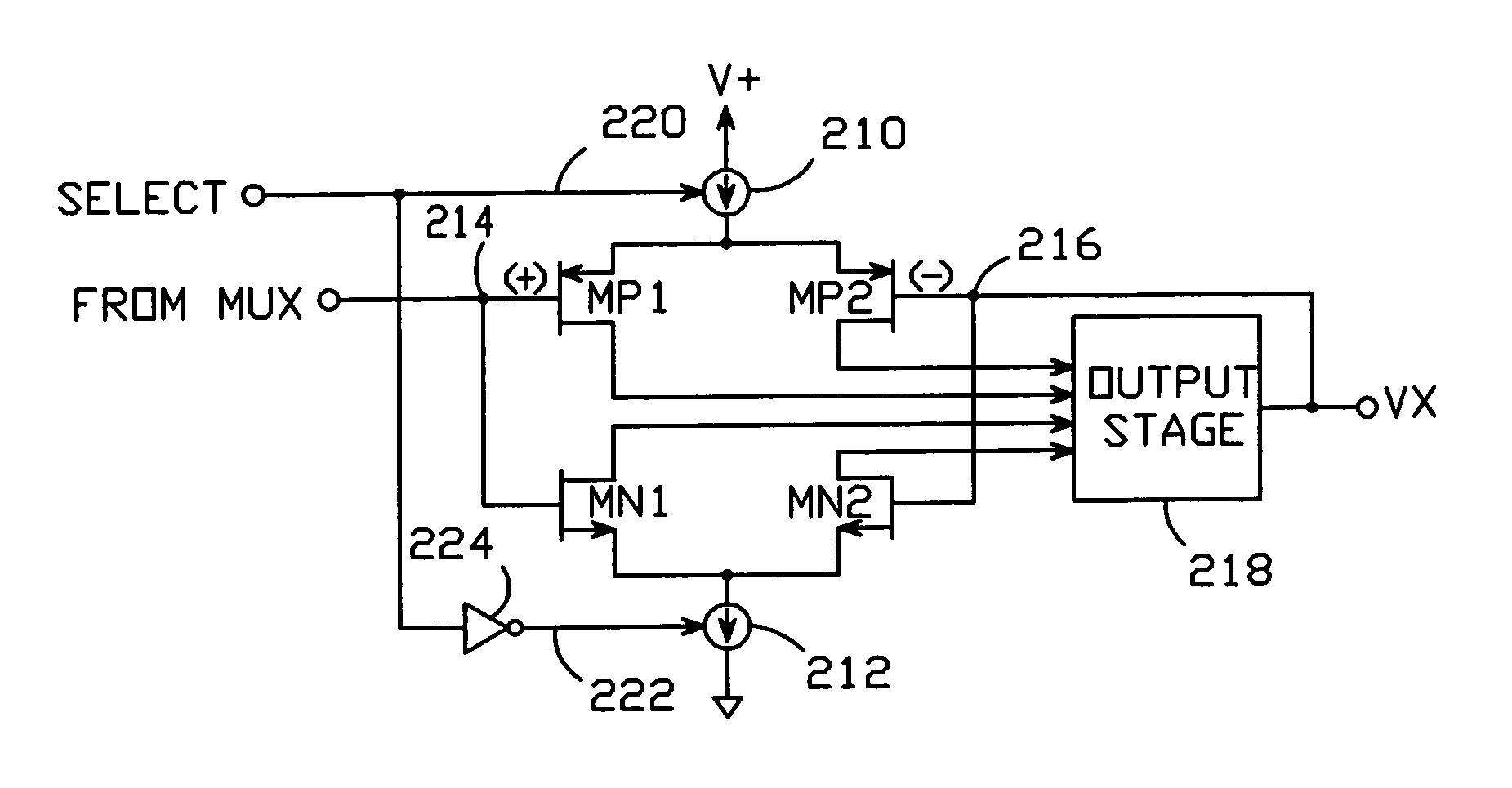 Rail-to-rail amplifier for use in line-inversion LCD grayscale reference generator