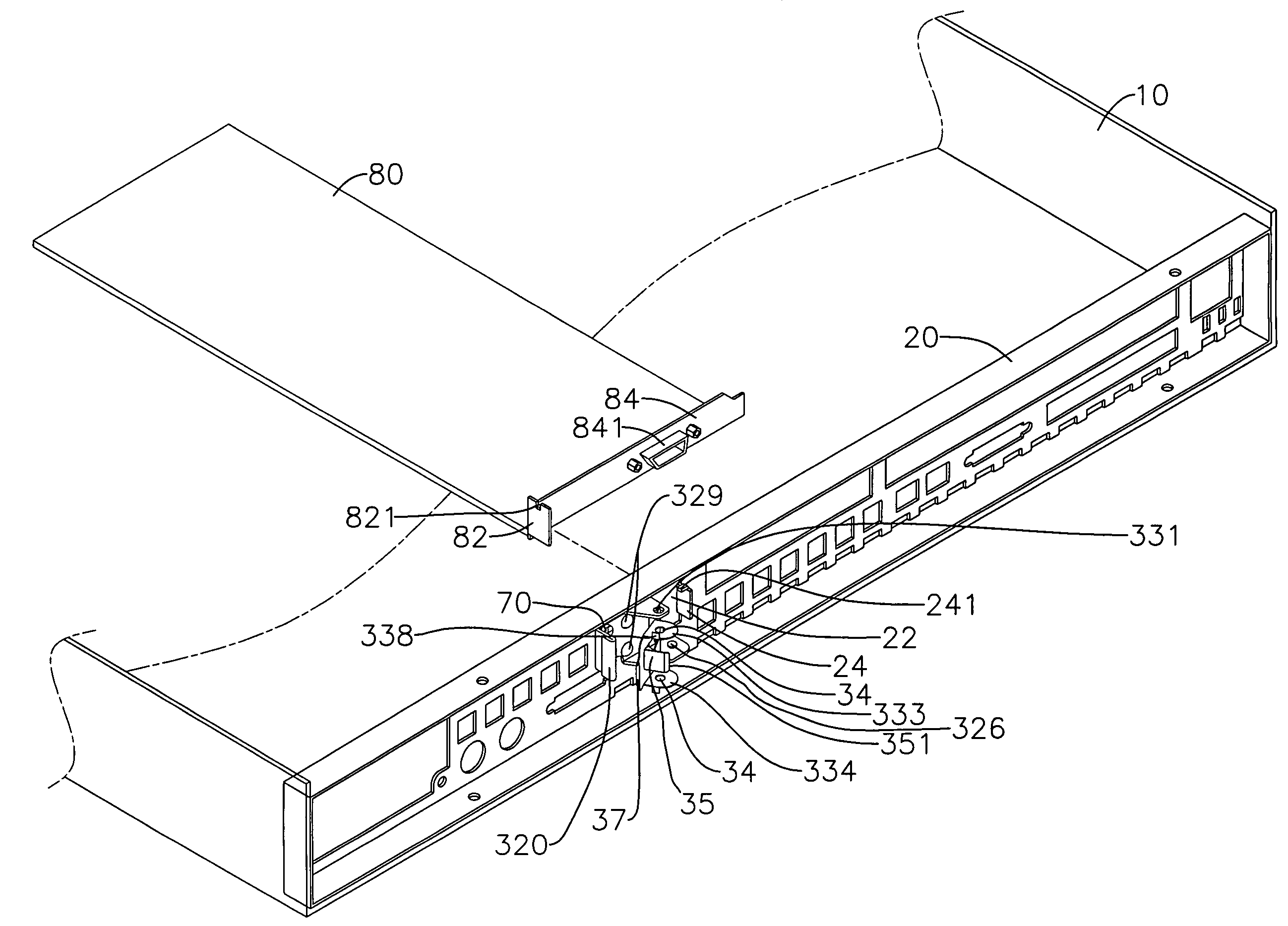 Circuit card locking device at a rear cover of a computer