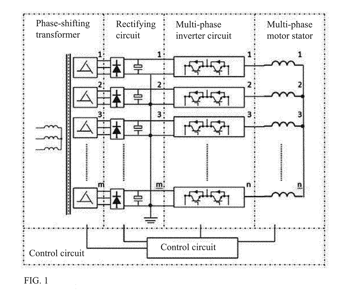 High-low-voltage conversion star multi-phase variable-frequency drive system