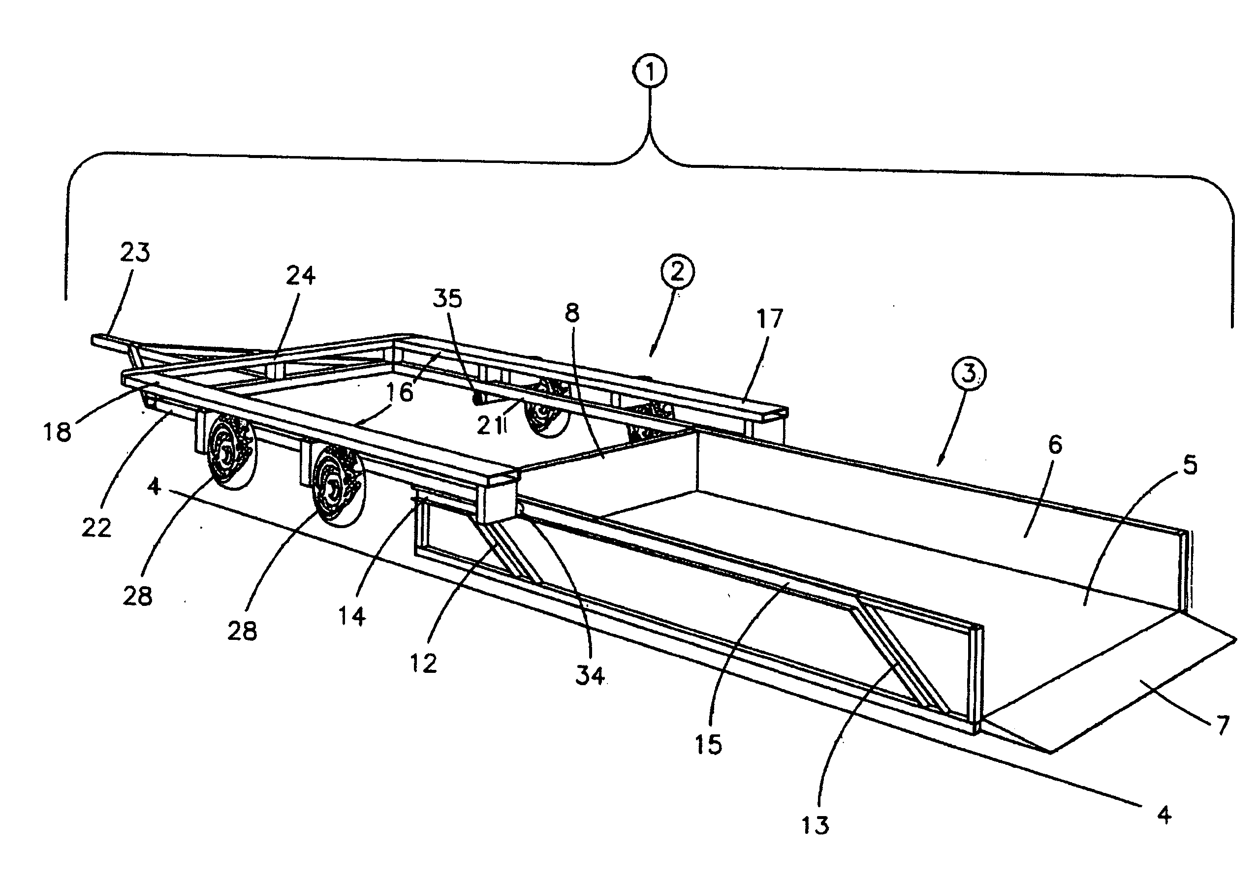 Level lift trailer with detachable cargo bed