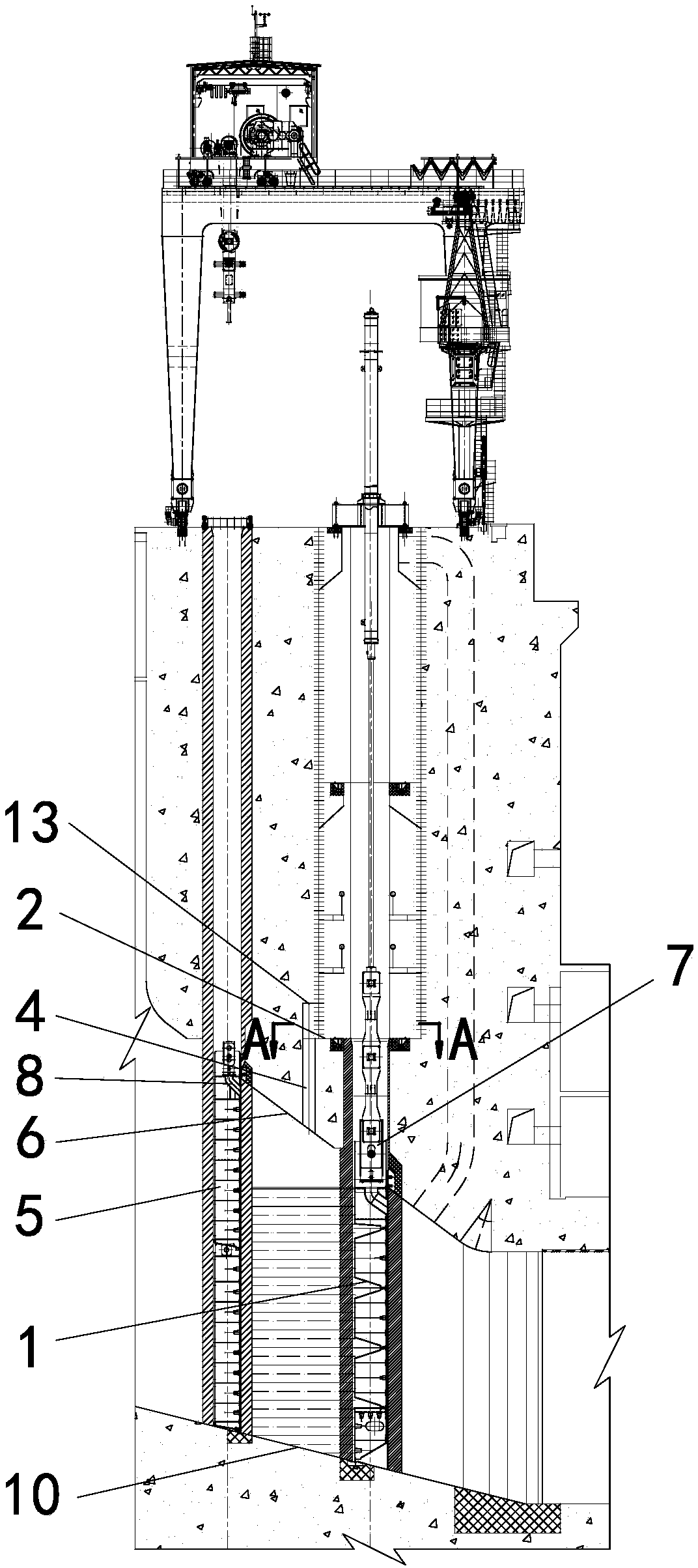 High narrow large orifice intake gate water draining method and device