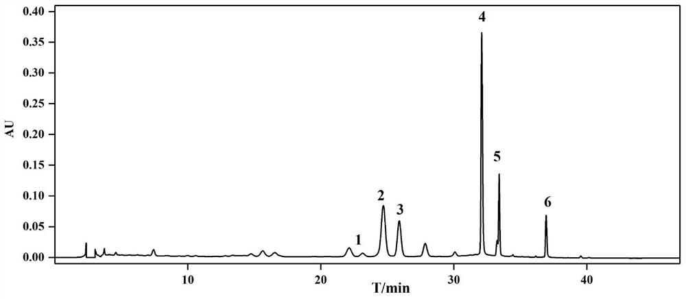 A method for simultaneously separating and purifying six flavonoids from sunflowers