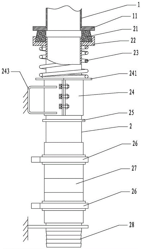Automatic compensation type vacuum tube connecting device and dredging machinery with connecting device