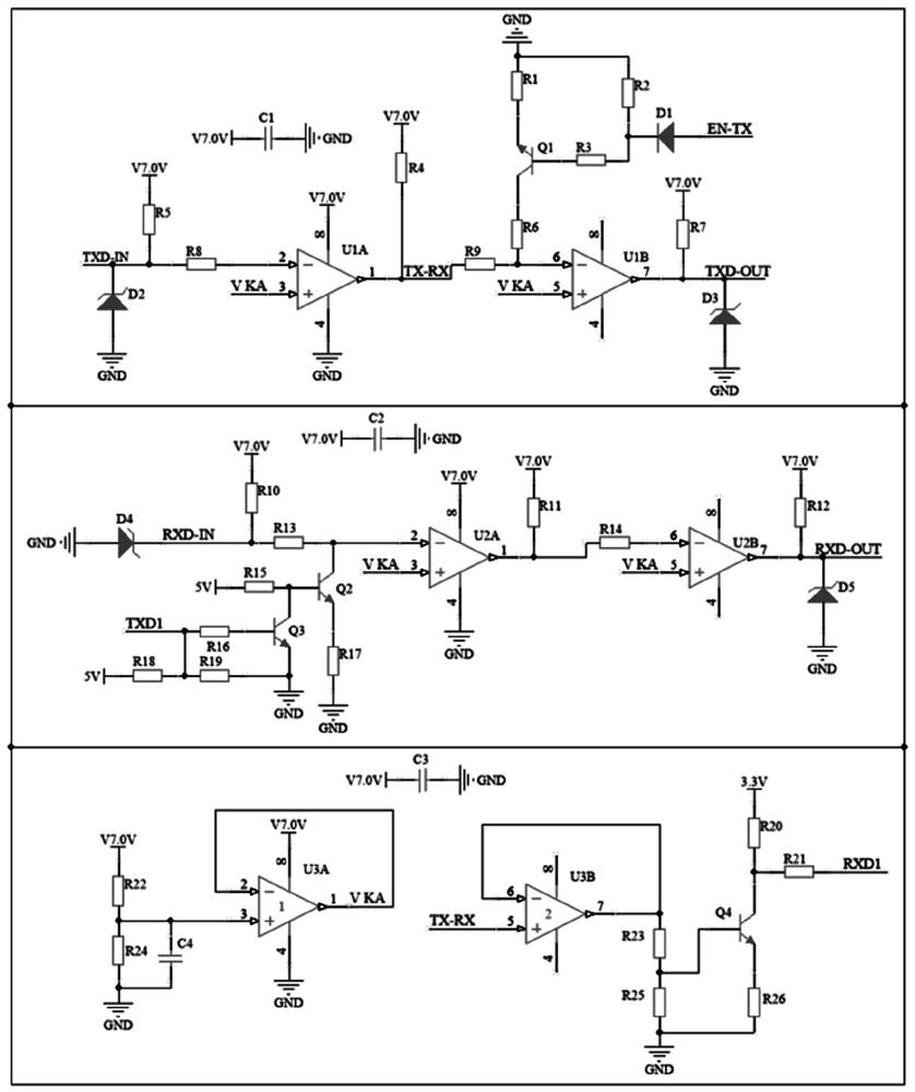 Serial port-based bidirectional cascade communication circuit system and addressing method