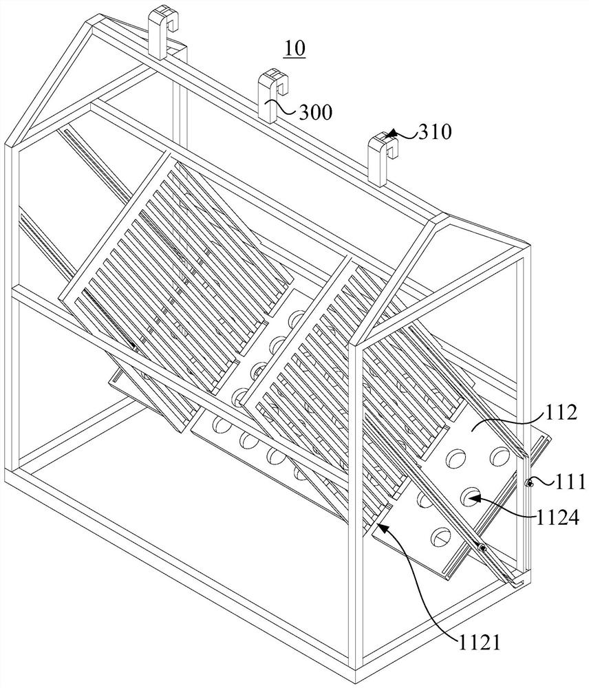 Hanging basket, and hole metallization method of circuit board