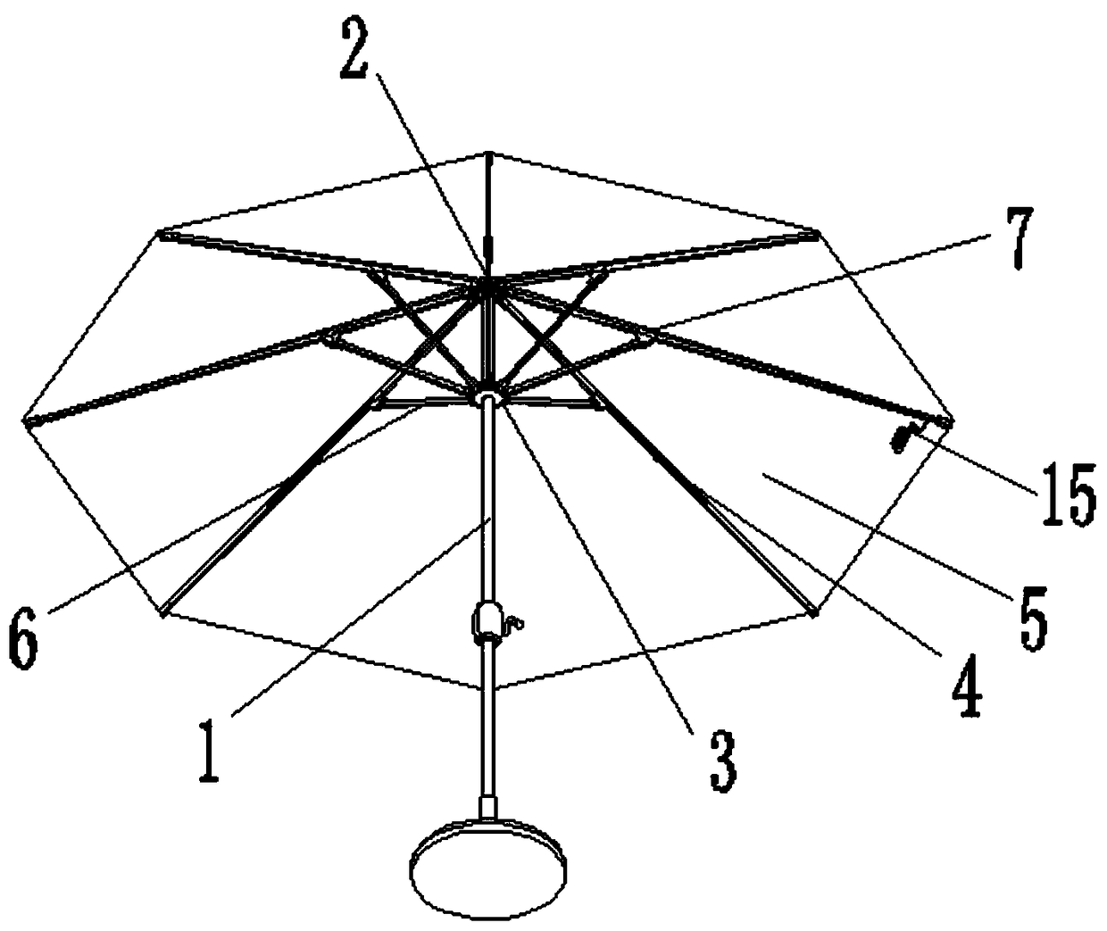 Light umbrella with light guiding strips