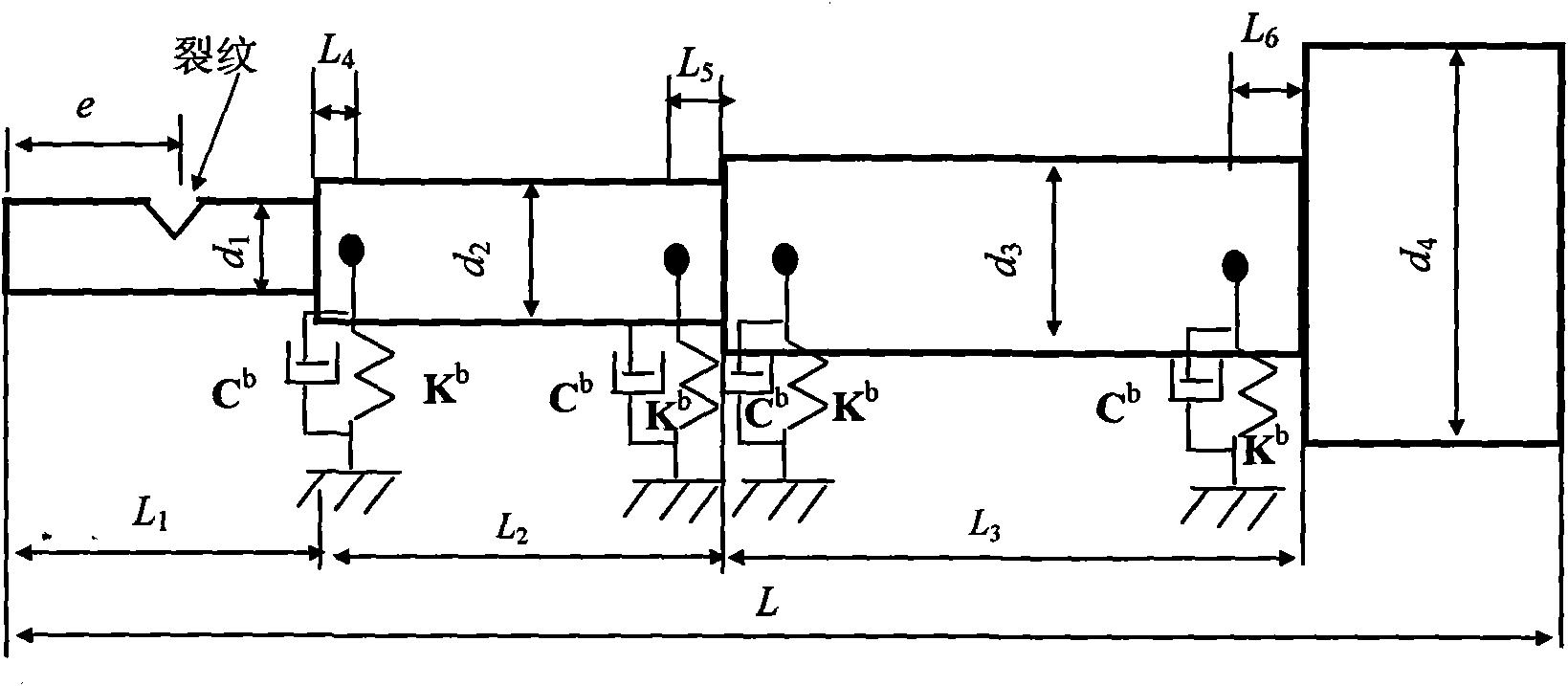 Crack identification method of main shaft of boring machine