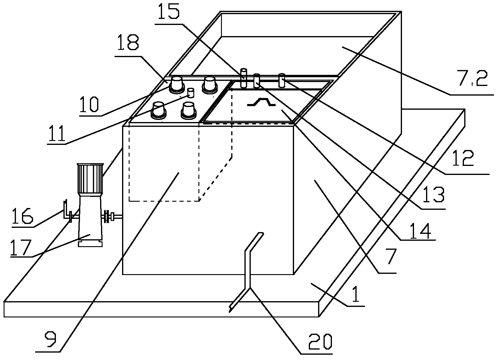 Coating pretreatment analog device with functions of tank leaching and sprinkling