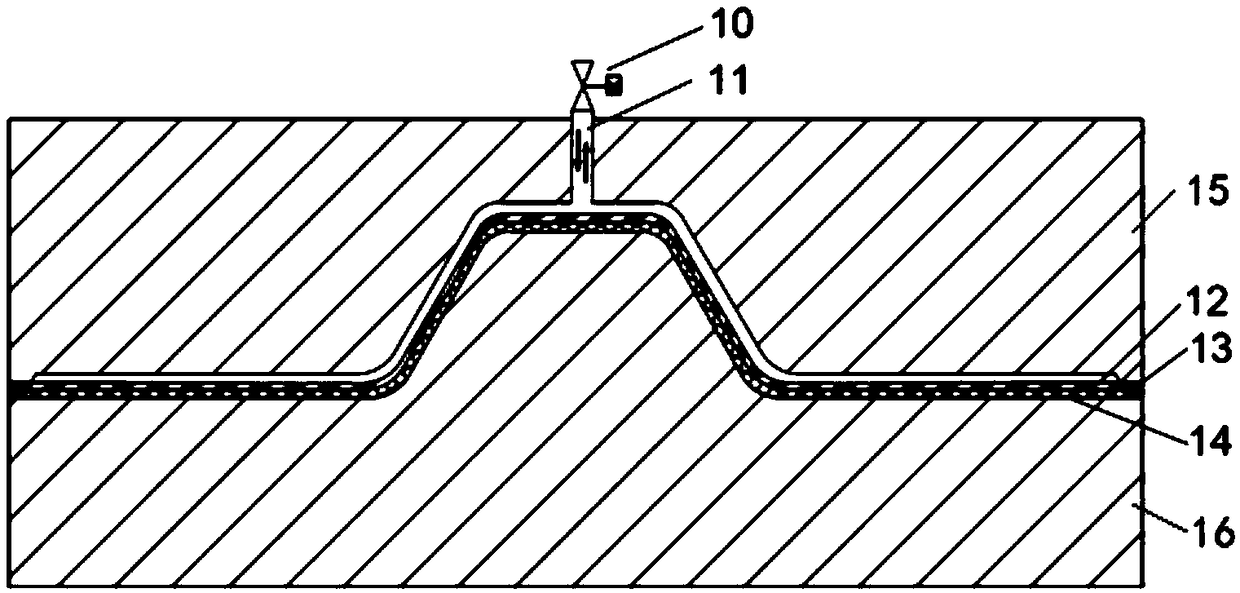 Continuous pultrusion and hot pressing device of cap-shaped stringer of thickness-variable composite material and molding method