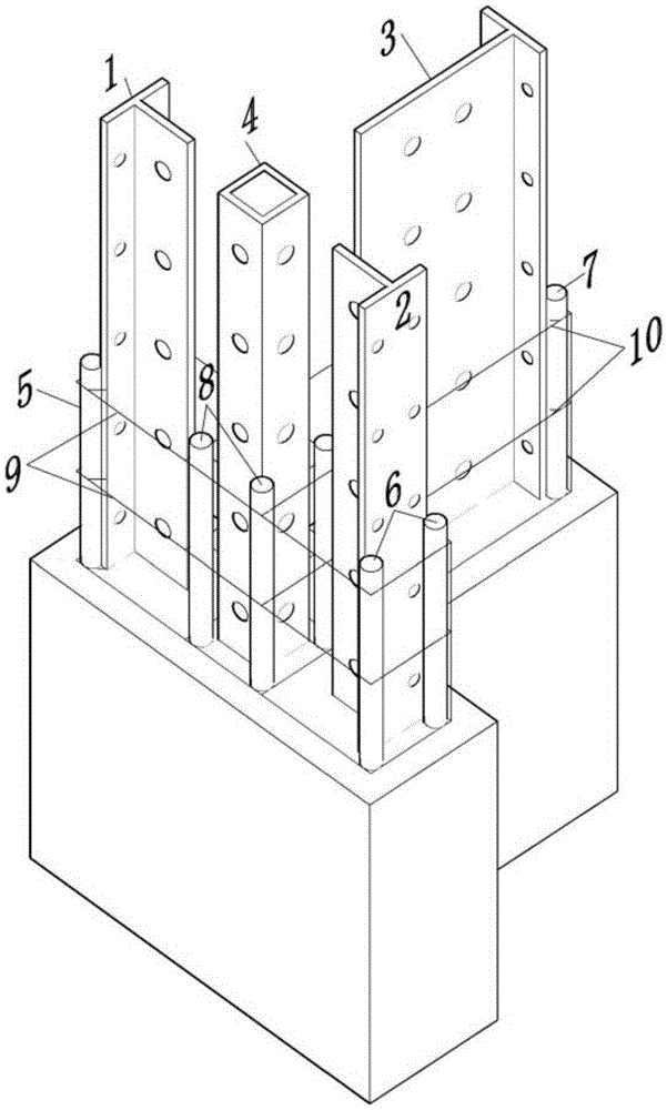 Construction method of steel-section-concrete T-shaped section column