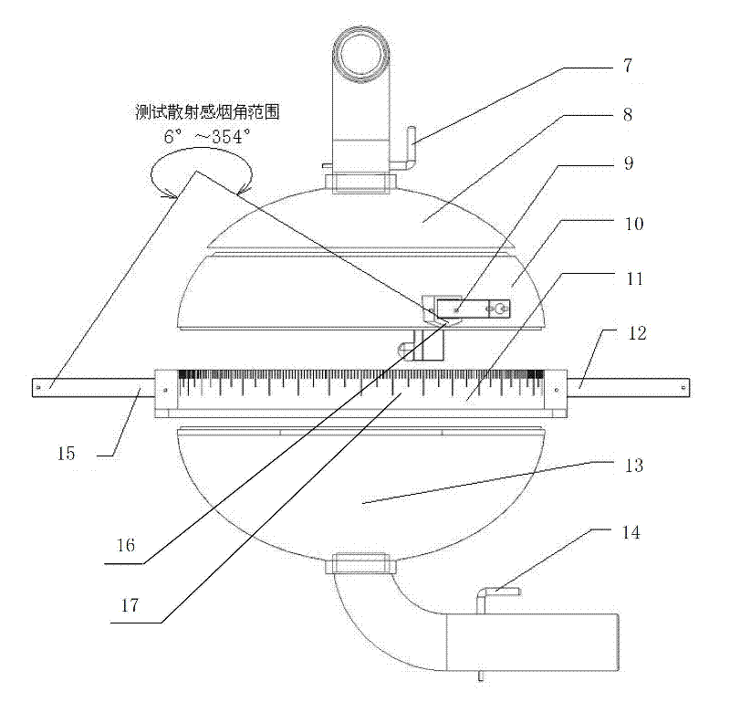 Optical smoke-sensing detection test device and test method thereof