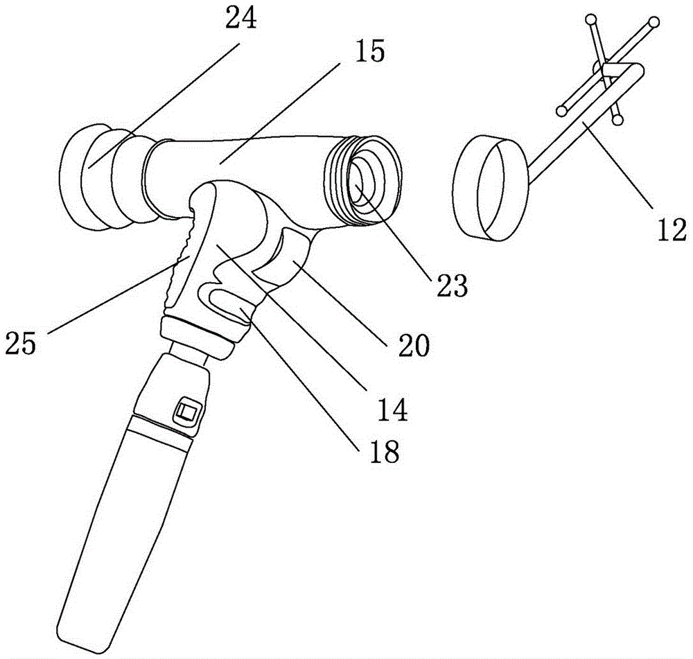 Staring device and handheld ophthalmoscope
