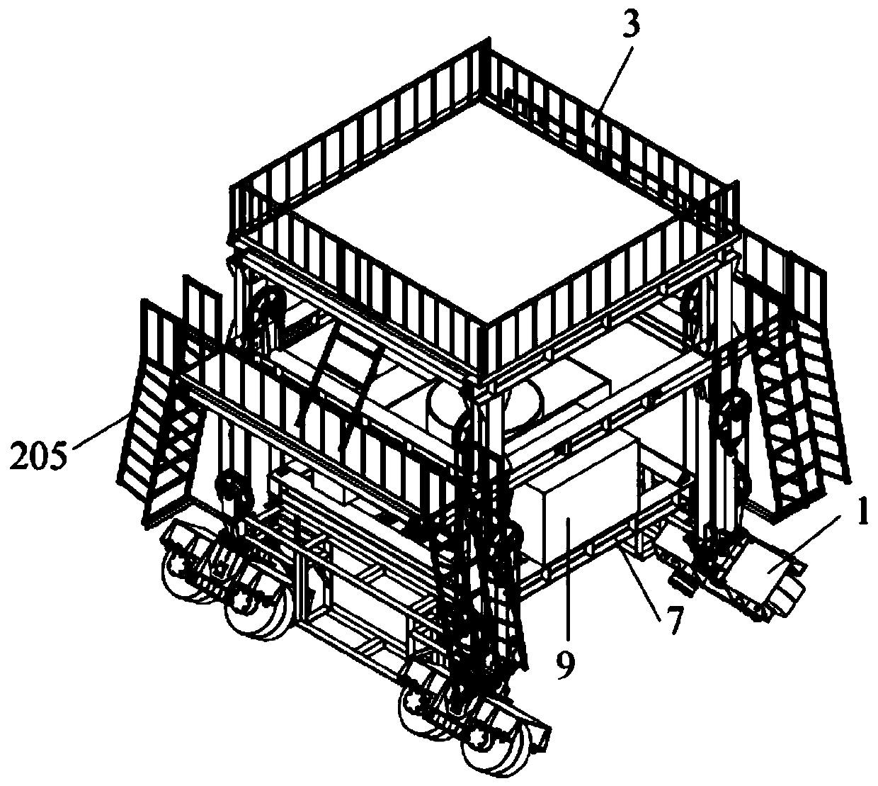 Trackless self-propelled platform truck for maintaining subway tunnel