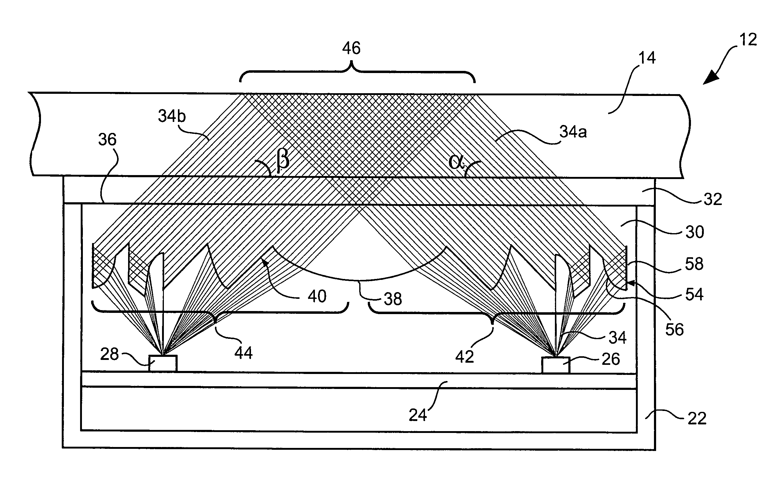 Optical sensor device for detecting wetting