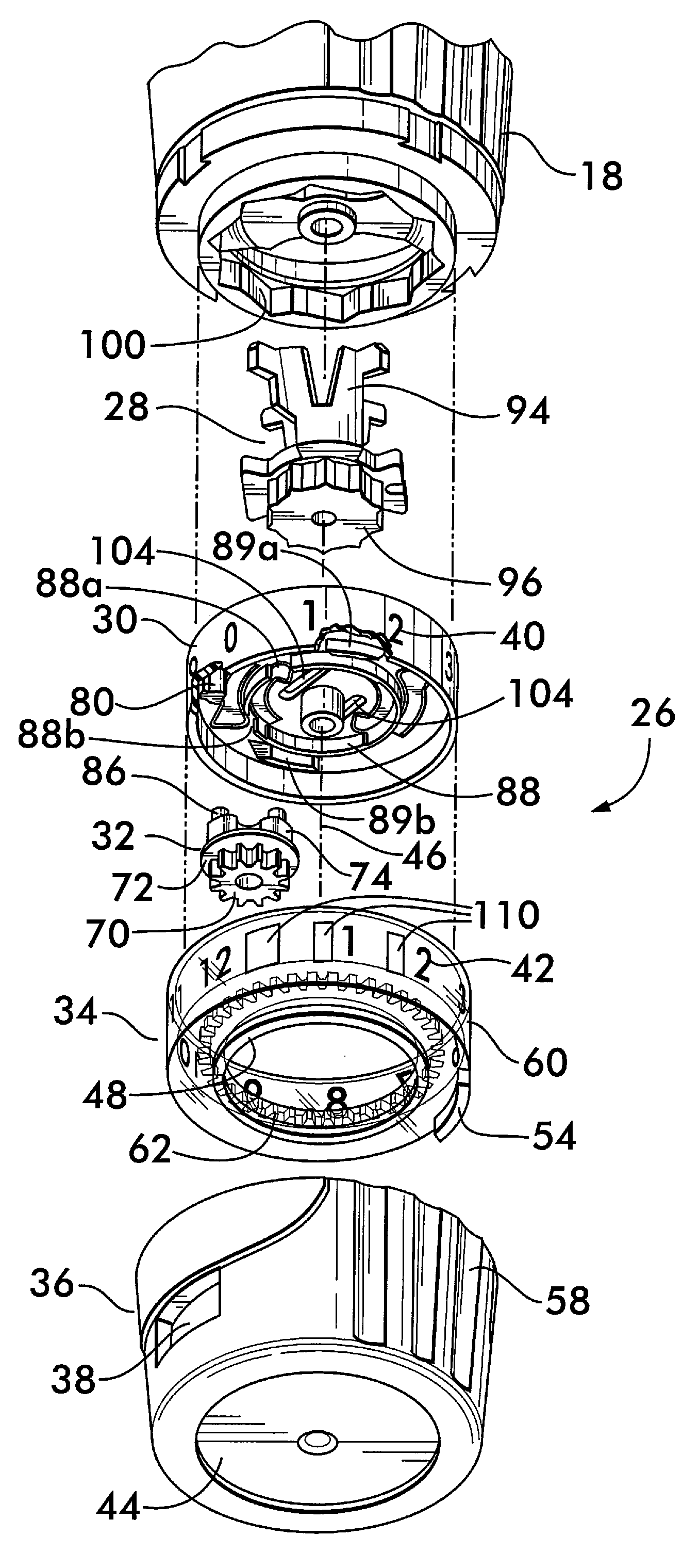 Mechanical Doses Counter for a Powder Inhaler