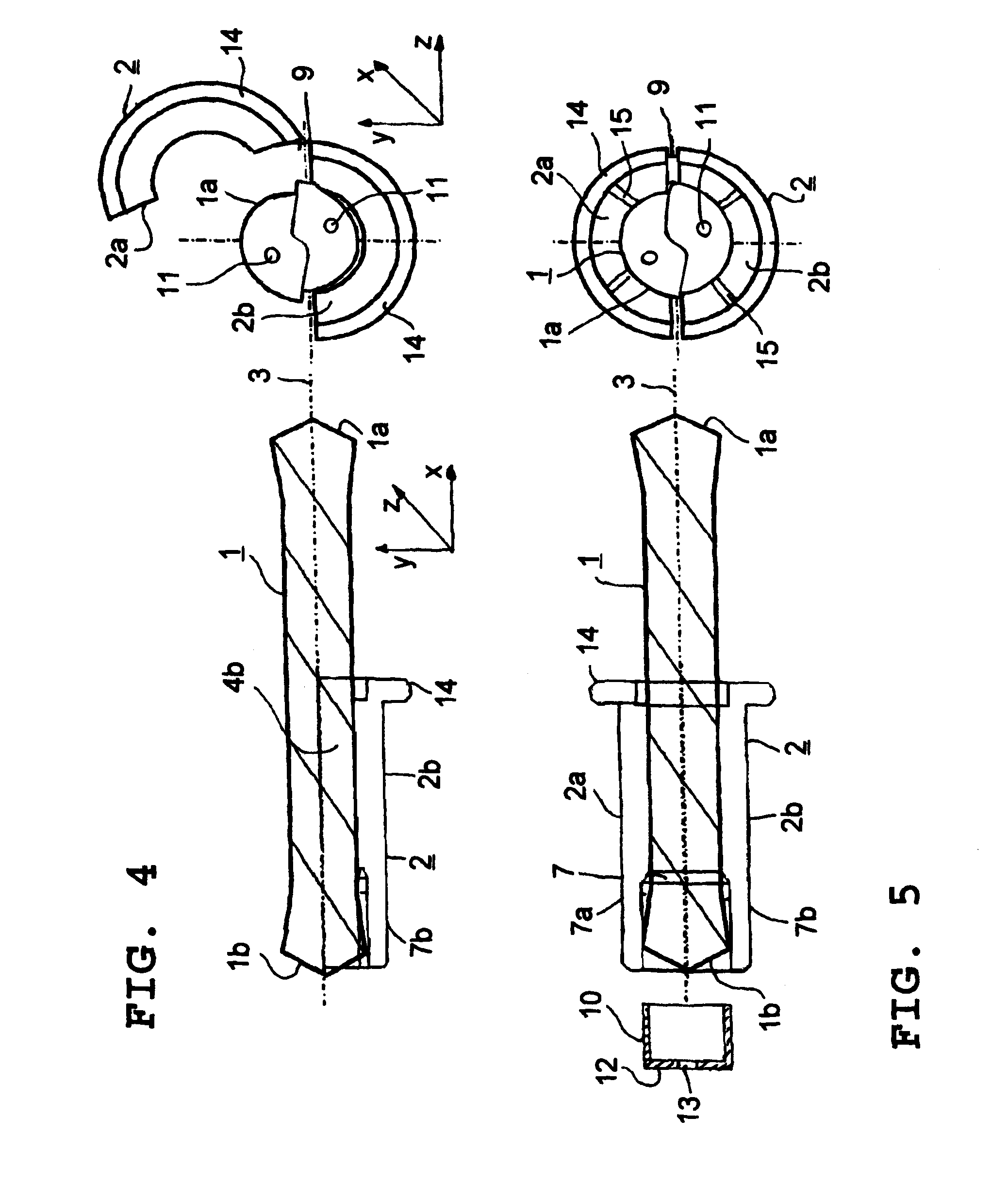 Combination of the chucking device and a drill and a chucking device for a drill with cutting tips on both ends