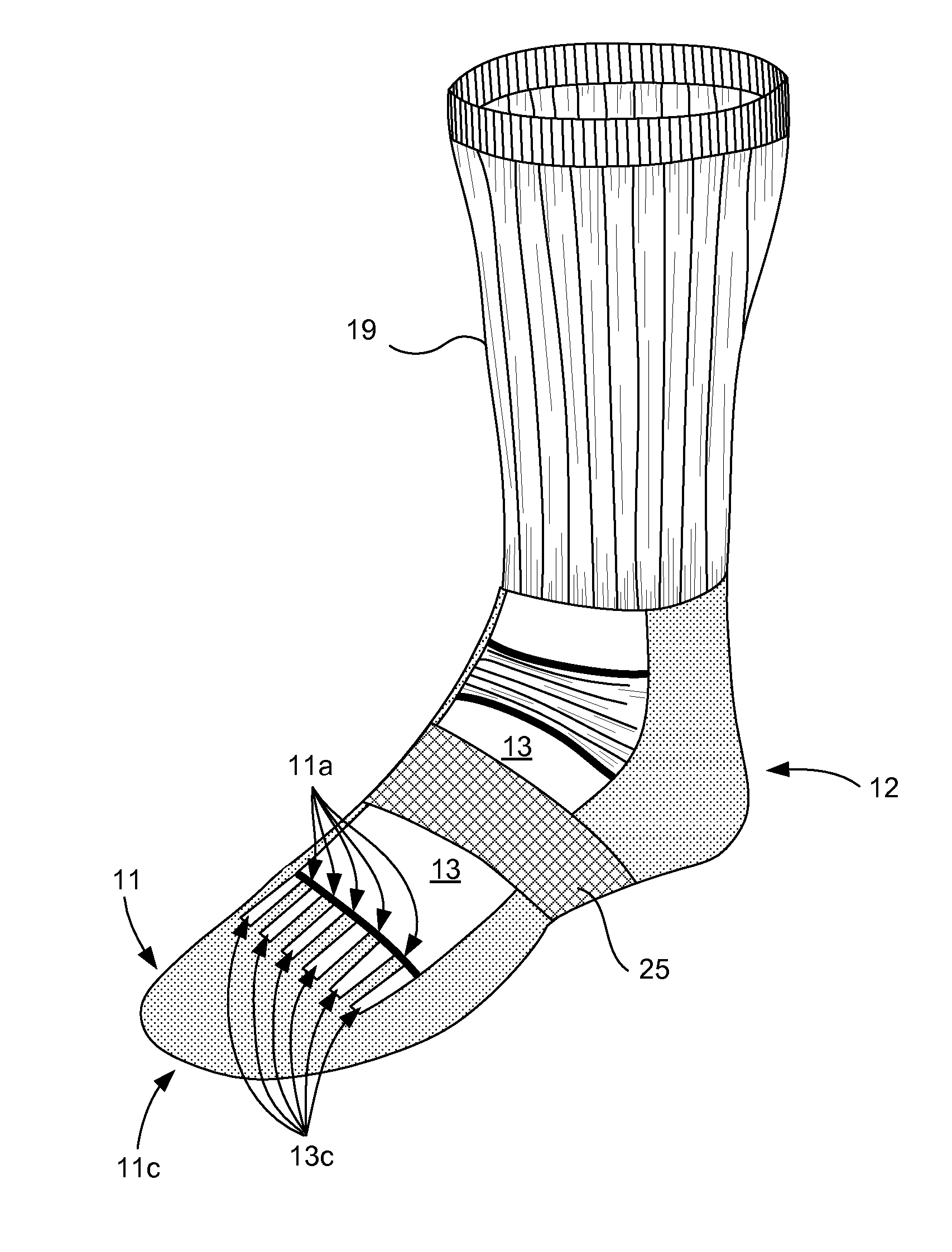 Channeled moisture management sock