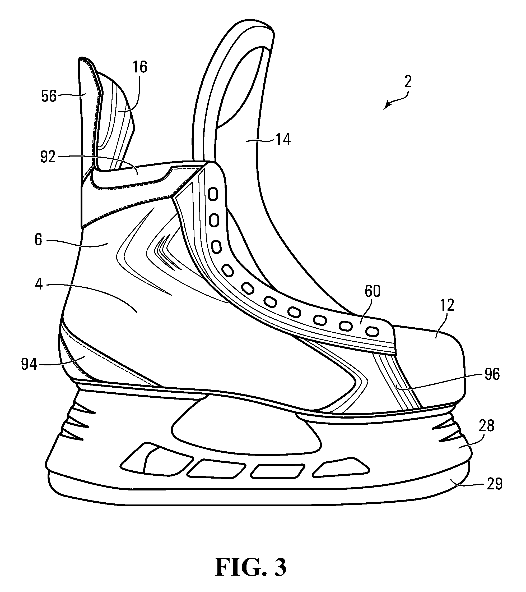 Skate boot having an inner liner with an abrasion resistant overlay