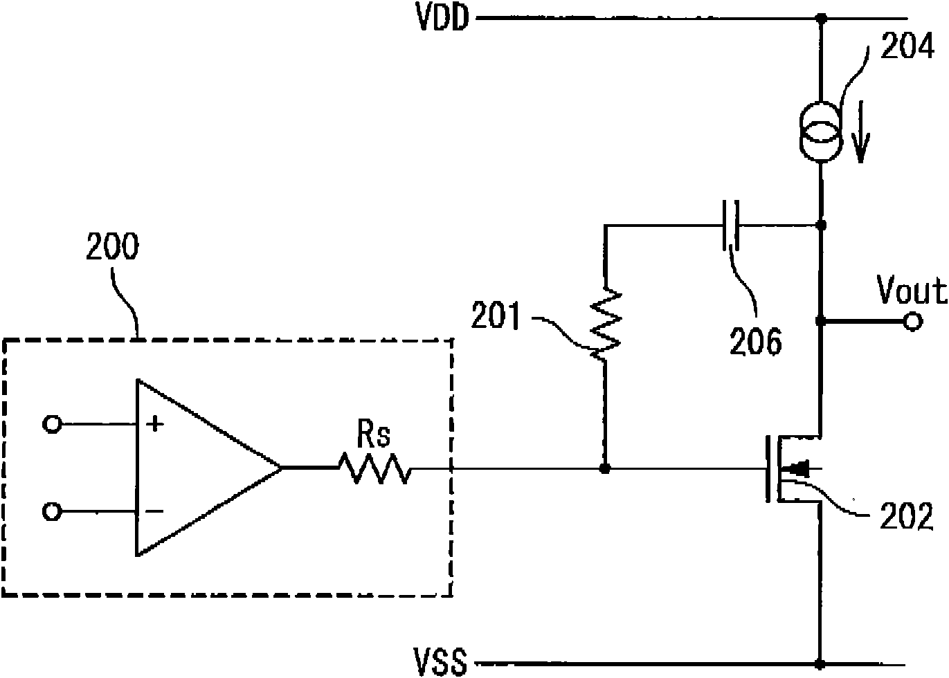 Differential class AB amplifier circuit, driver circuit and display device