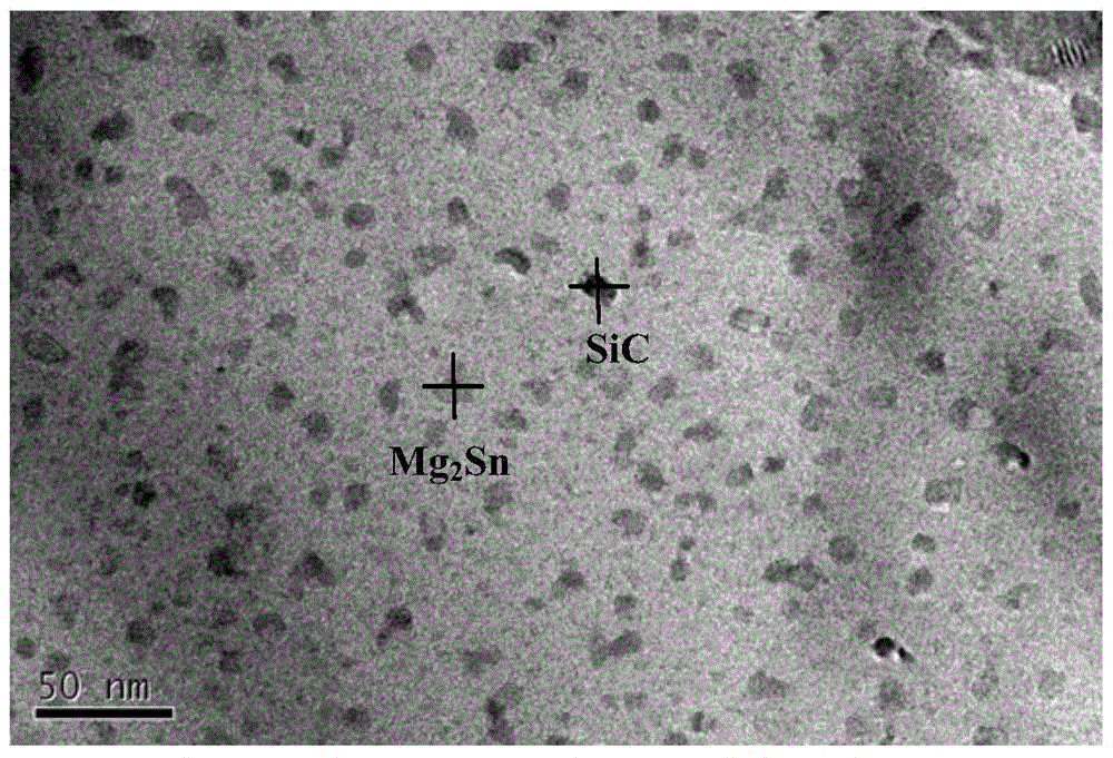Preparation method of nano-sic composite mg-si-sn-based thermoelectric material