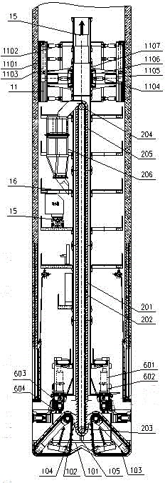 Novel vertical shaft heading machine and construction method thereof