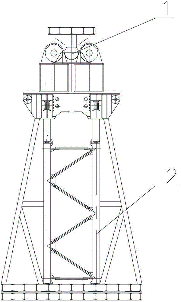 Compliant support frame and installation method of compliant support frame to large floating crane boom