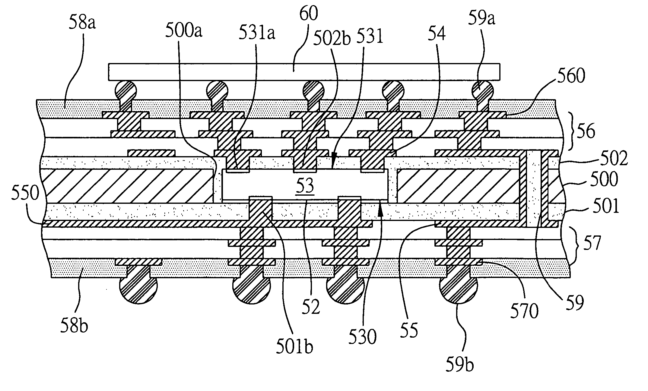 Three dimensional package structure with semiconductor chip embedded in substrate and method for fabricating the same