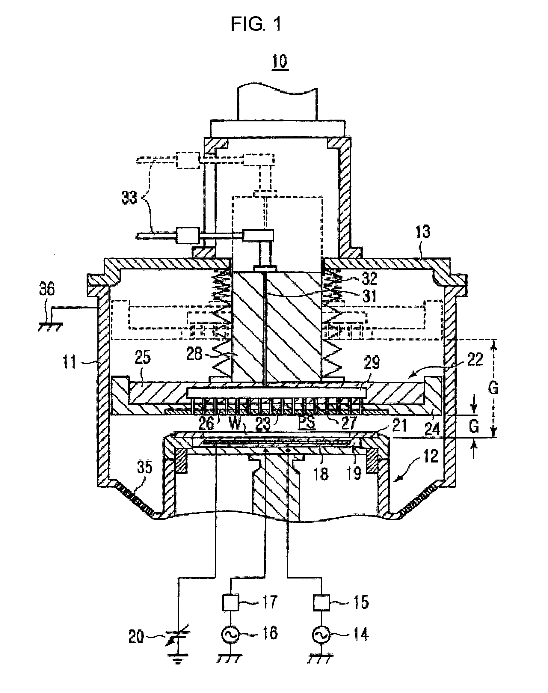 Method of setting thickness of dielectric and substrate processing apparatus having dielectric disposed in electrode