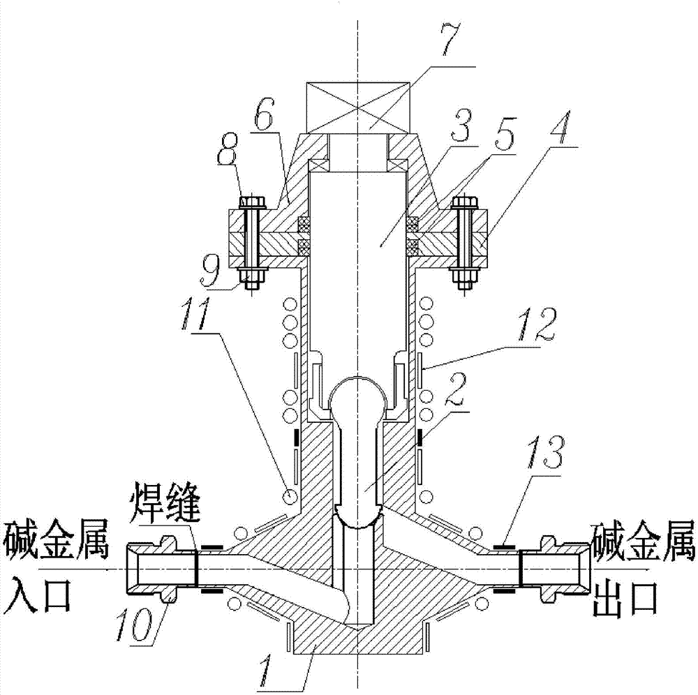 Liquid alkali metal valve for spacecraft