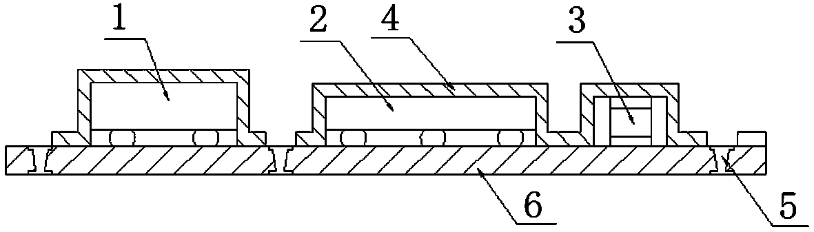 Surface acoustic wave module one-step molded packaging structure and packaging process thereof