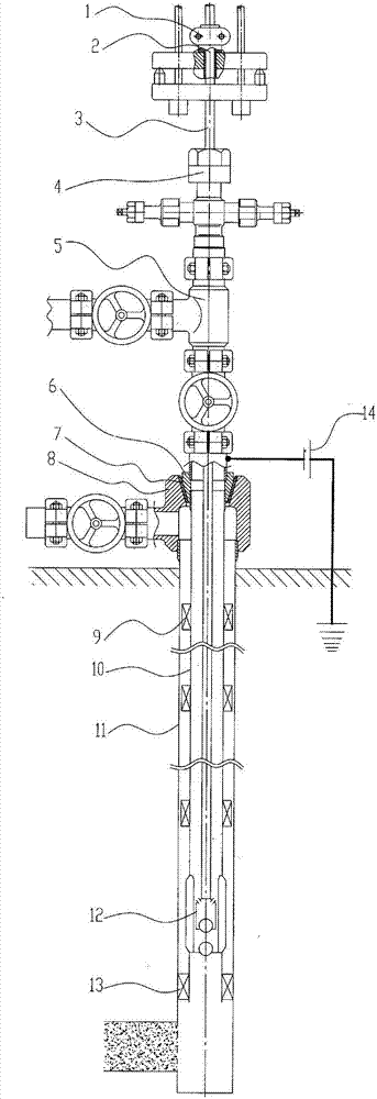 Device for preventing corrosion through impressed current method for oil pumping well