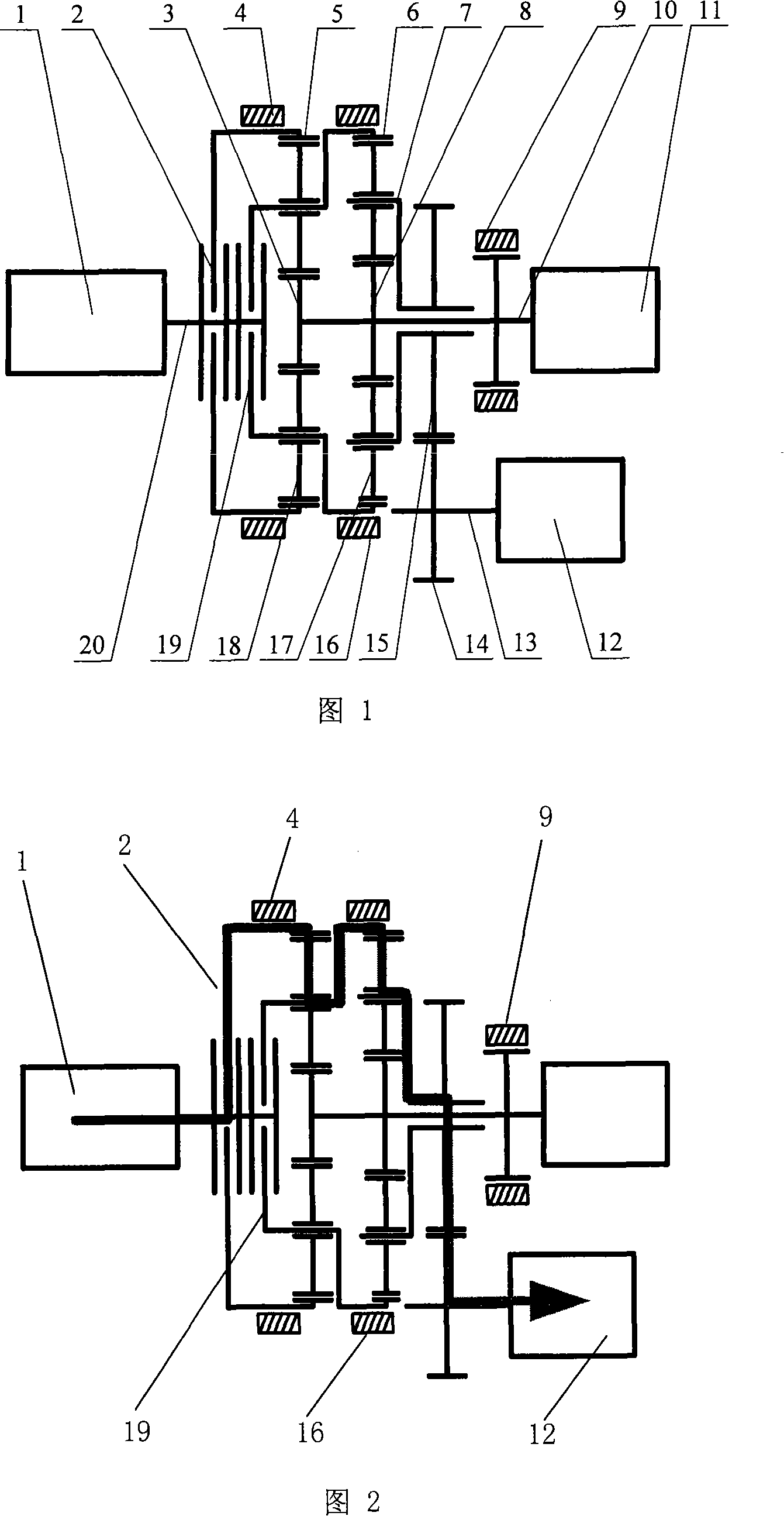 Hybrid power drive device based on double-planetary gear