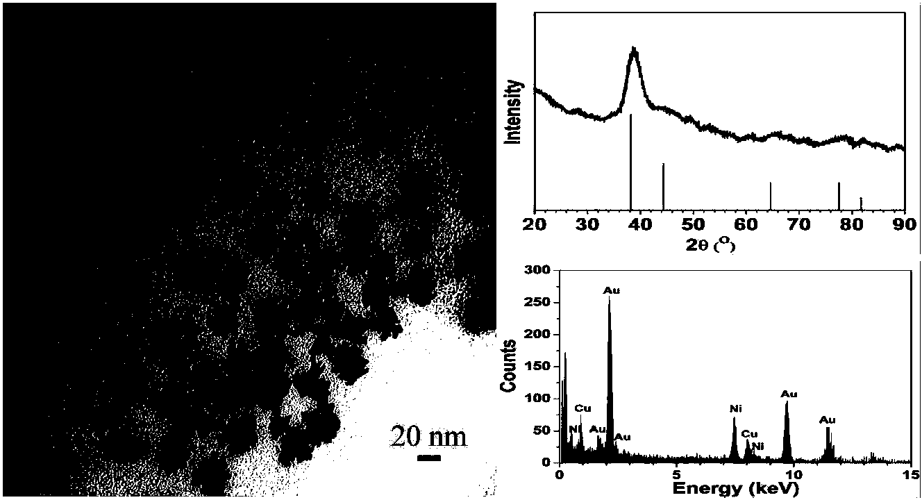 Copper-bearing bimetallic nanometer material with dentritic structure and method for manufacturing copper-bearing bimetallic nanometer material