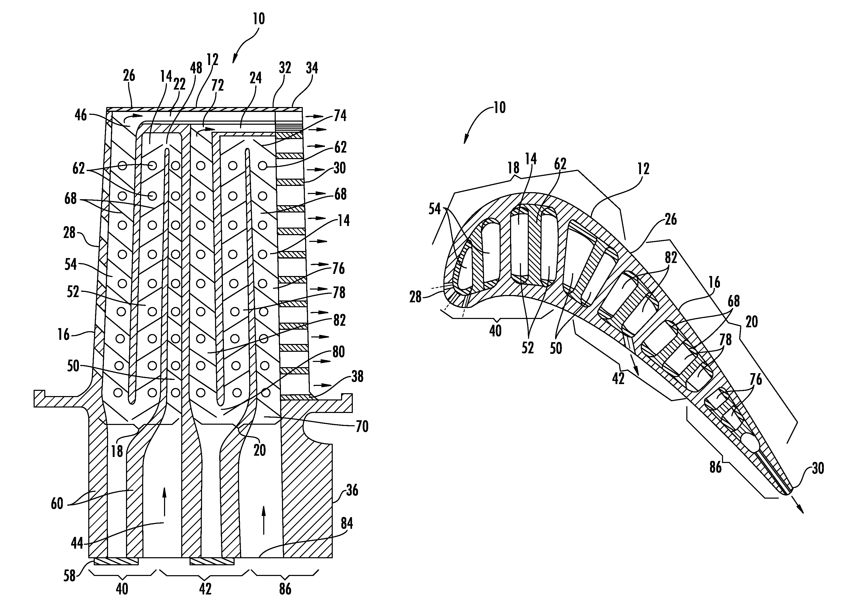 Turbine blade dual channel cooling system
