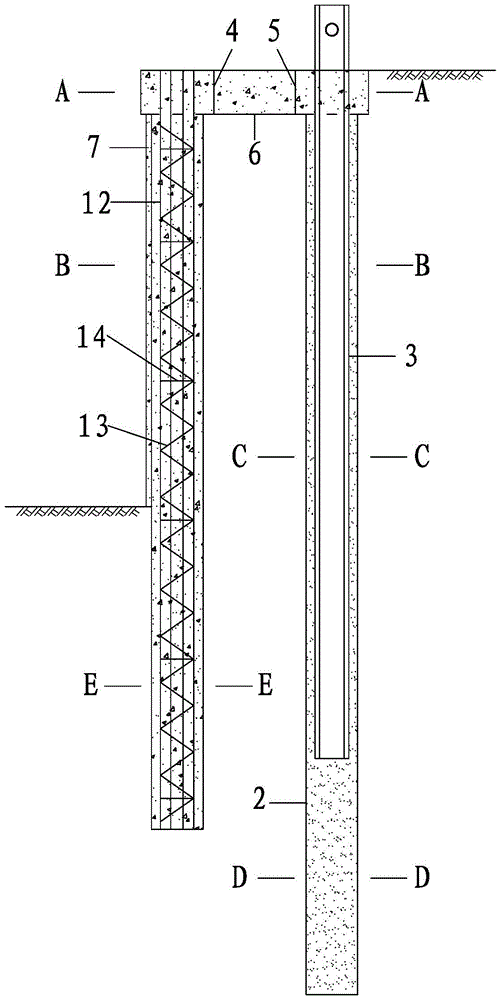 Abnormal-shape double-row pile for supporting foundation pit side wall and construction method of abnormal-shape double-row pile