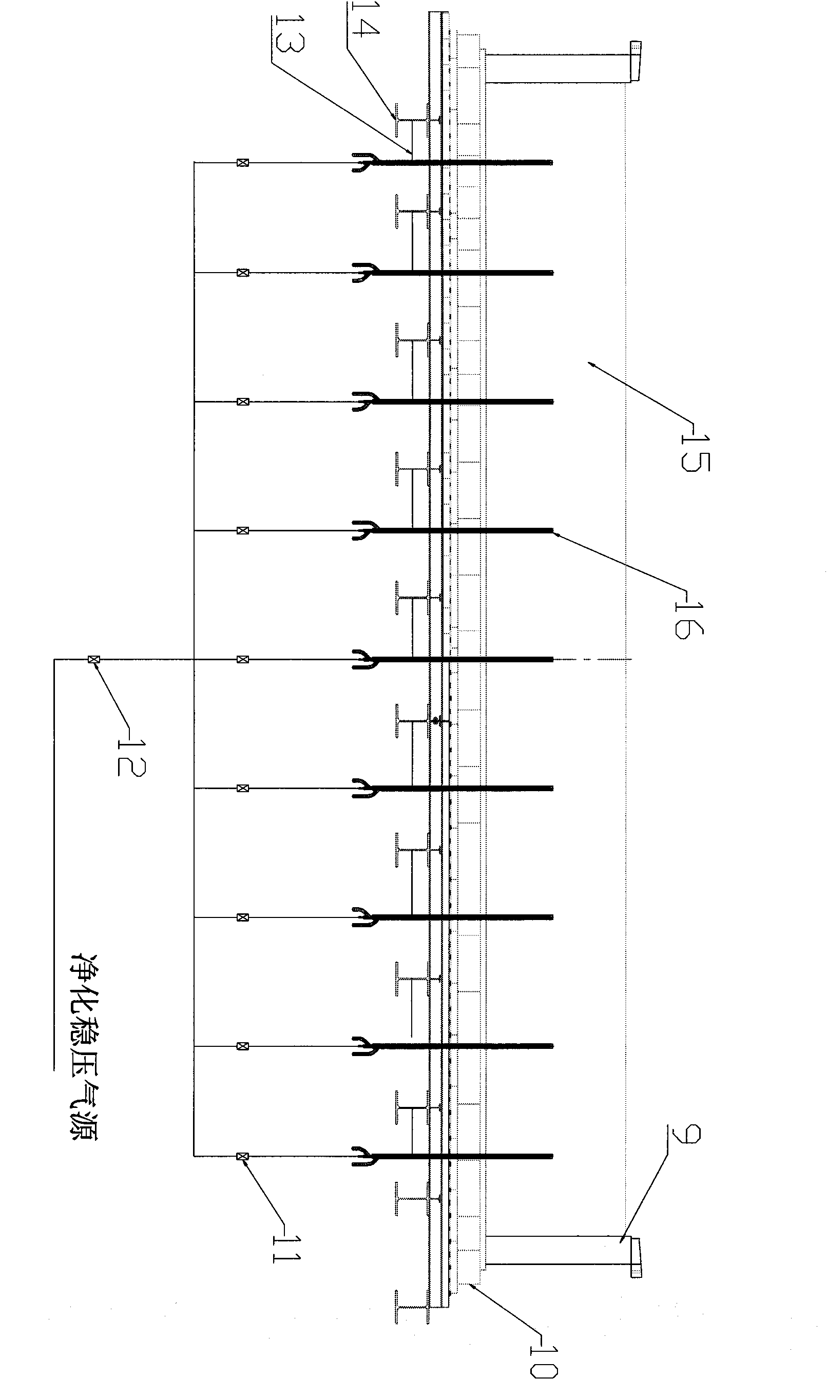 Bubbling device for molten glass
