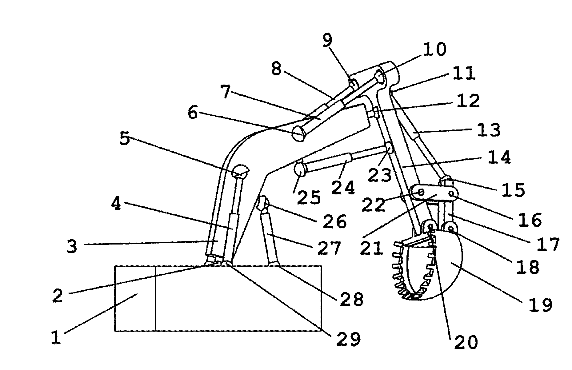 3-3-1 type seven-mobility spatial hydraulic excavator