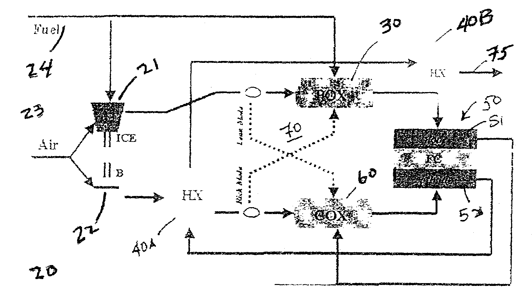 Direct fired reciprocating engine and bottoming high temperature fuel cell hybrid