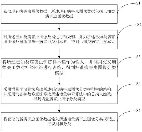 Crop disease and pest identification method and device based on incremental learning and storage medium