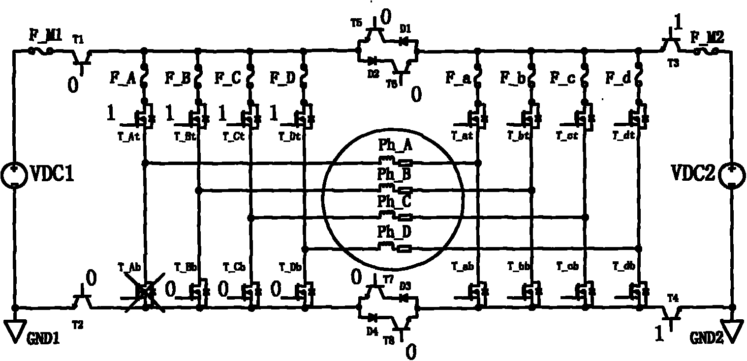 Reconfigurable fault-tolerant type driving topological structure of redundant power source