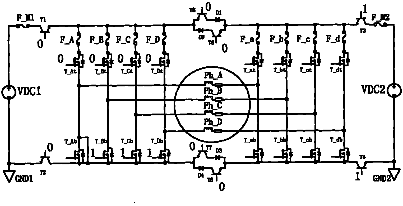 Reconfigurable fault-tolerant type driving topological structure of redundant power source